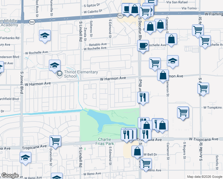 map of restaurants, bars, coffee shops, grocery stores, and more near 4578 Royal Ridge Avenue in Las Vegas
