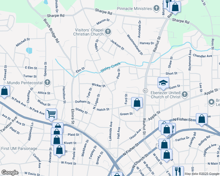 map of restaurants, bars, coffee shops, grocery stores, and more near 505 Lakeside Avenue in Burlington