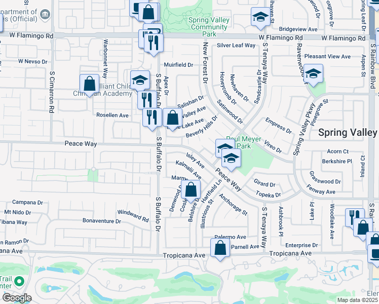 map of restaurants, bars, coffee shops, grocery stores, and more near in Las Vegas