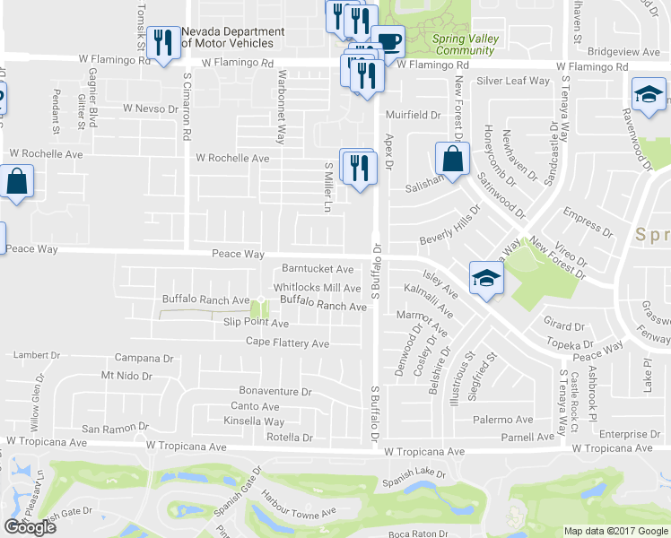 map of restaurants, bars, coffee shops, grocery stores, and more near 7869 Barntucket Avenue in Las Vegas