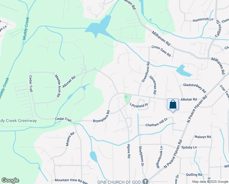 map of restaurants, bars, coffee shops, grocery stores, and more near 996 Bryanplace Road in Winston-Salem