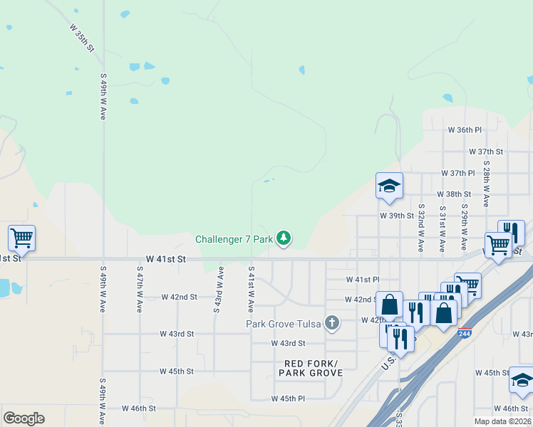 map of restaurants, bars, coffee shops, grocery stores, and more near 3991 West 41st Street in Tulsa