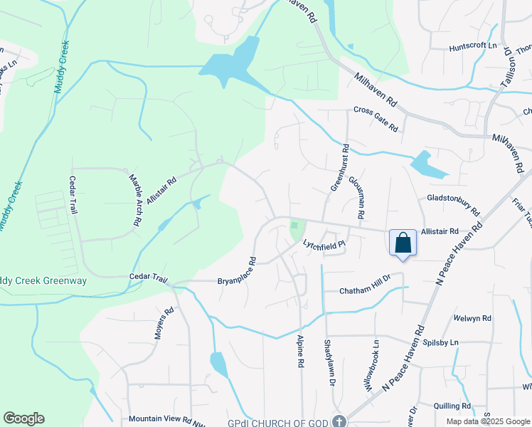 map of restaurants, bars, coffee shops, grocery stores, and more near 996 Bryanplace Road in Winston-Salem