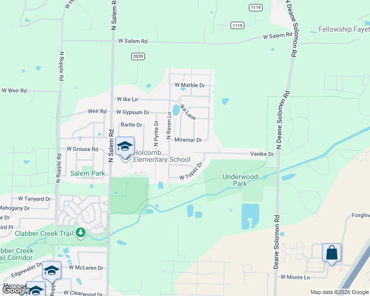 map of restaurants, bars, coffee shops, grocery stores, and more near 2992 North Labordite Drive in Fayetteville