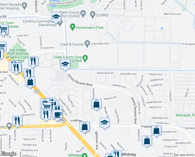map of restaurants, bars, coffee shops, grocery stores, and more near 4558 Sonia Rose Lane in Las Vegas