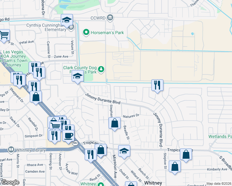 map of restaurants, bars, coffee shops, grocery stores, and more near 4575 Stemrose Way in Las Vegas