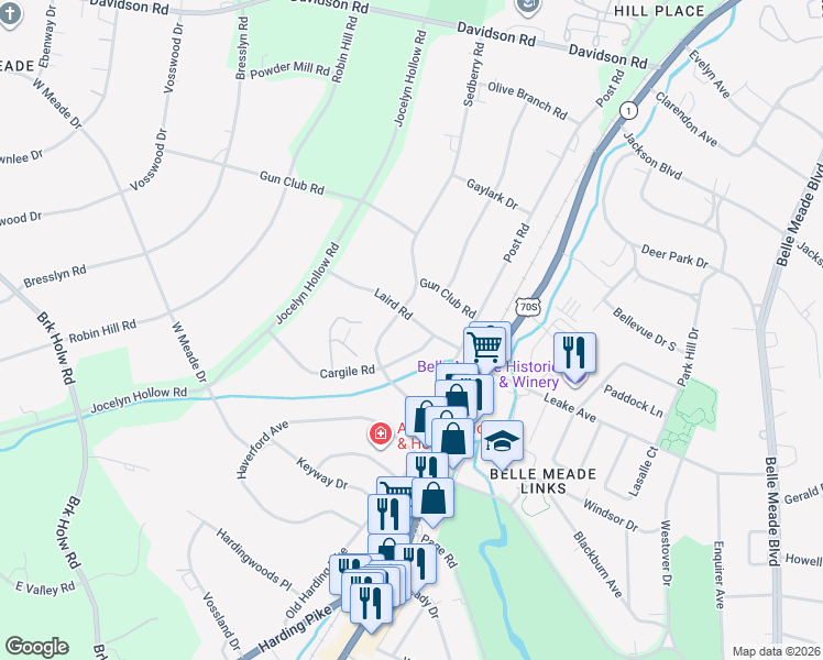 map of restaurants, bars, coffee shops, grocery stores, and more near 113 Laird Road in Nashville