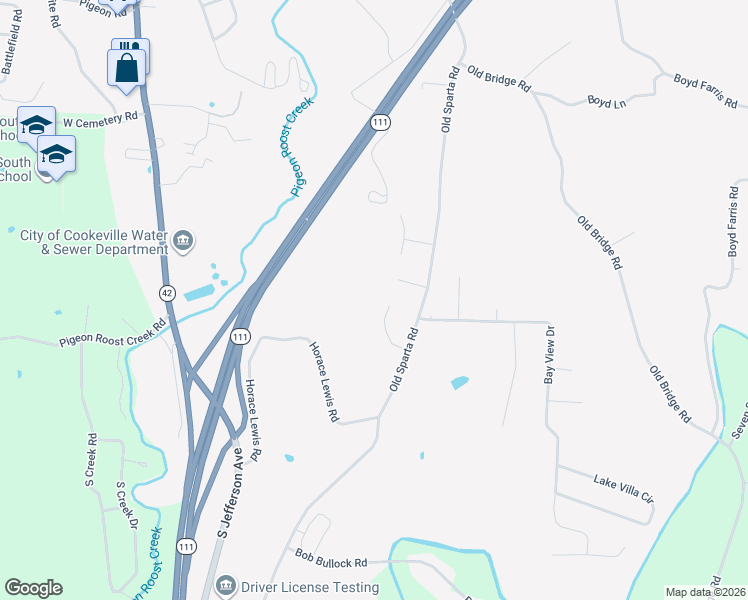 map of restaurants, bars, coffee shops, grocery stores, and more near 640 Longstreet Drive in Cookeville