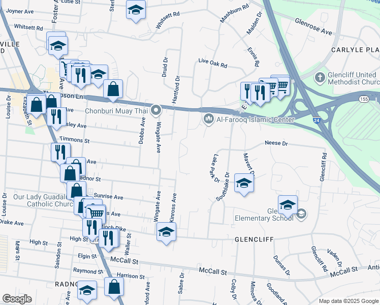 map of restaurants, bars, coffee shops, grocery stores, and more near 2929 Selena Drive in Nashville