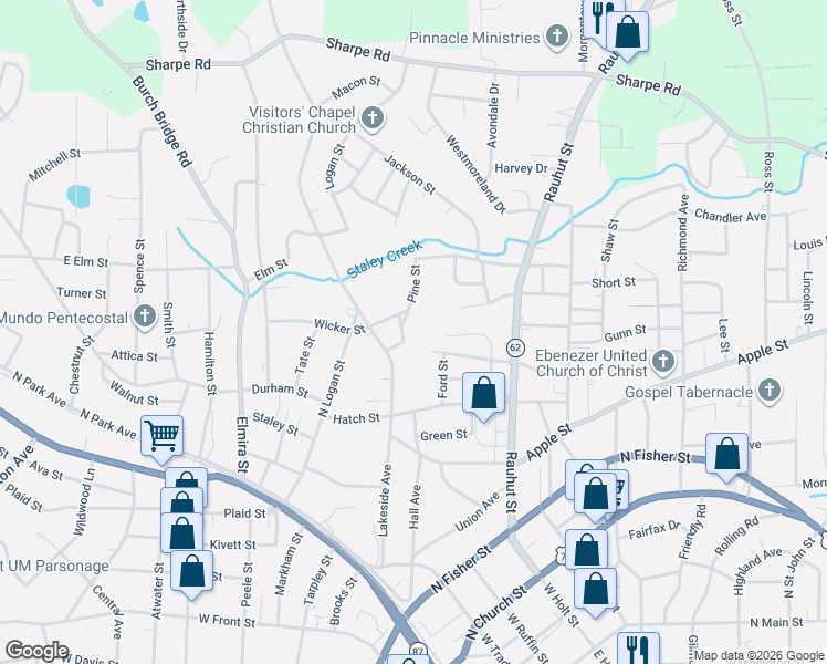 map of restaurants, bars, coffee shops, grocery stores, and more near 497 Pine Street in Burlington