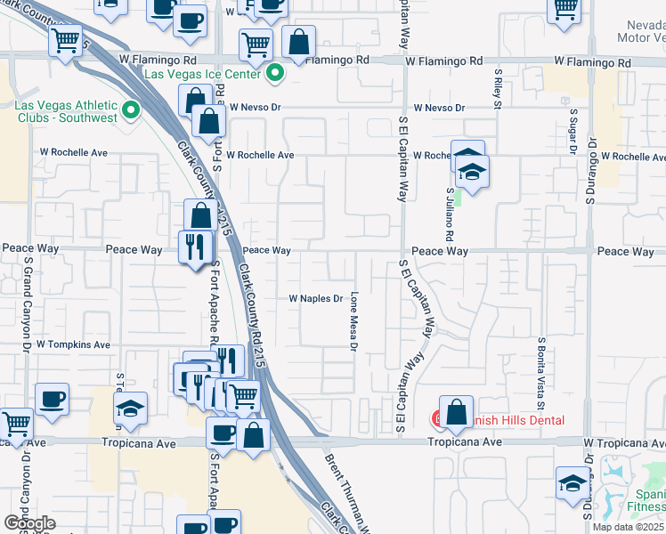 map of restaurants, bars, coffee shops, grocery stores, and more near 4536 Grandspur Street in Las Vegas