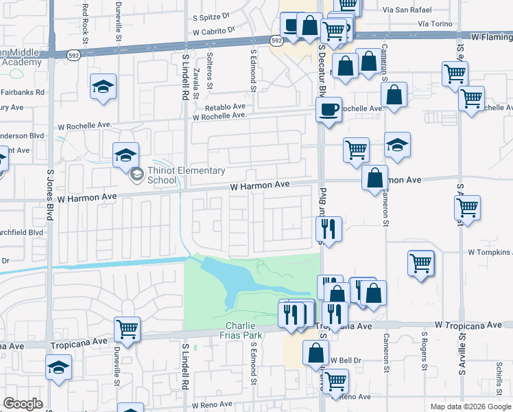 map of restaurants, bars, coffee shops, grocery stores, and more near 4578 Royal Ridge Avenue in Las Vegas