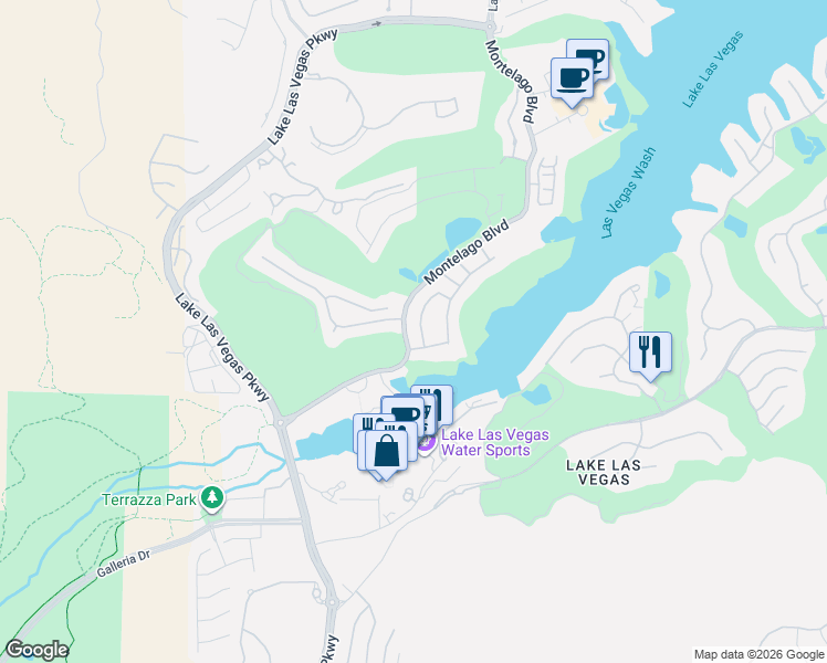 map of restaurants, bars, coffee shops, grocery stores, and more near 55 Avenida Sorrento in Henderson