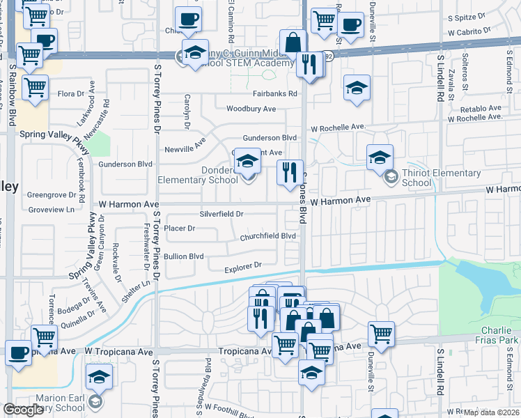map of restaurants, bars, coffee shops, grocery stores, and more near 4537 Eureka Street in Las Vegas