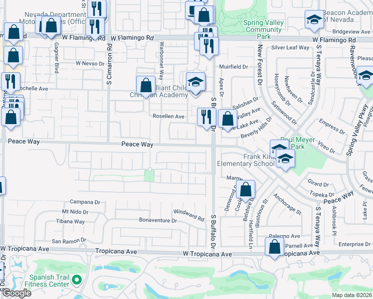 map of restaurants, bars, coffee shops, grocery stores, and more near 7851 Barntucket Avenue in Las Vegas