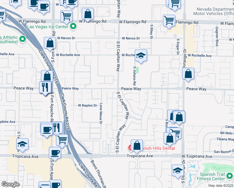 map of restaurants, bars, coffee shops, grocery stores, and more near 9020 Copenhagen Way in Las Vegas
