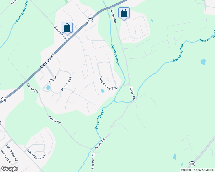 map of restaurants, bars, coffee shops, grocery stores, and more near 6720 Shimmering Brooks Lane in Knoxville