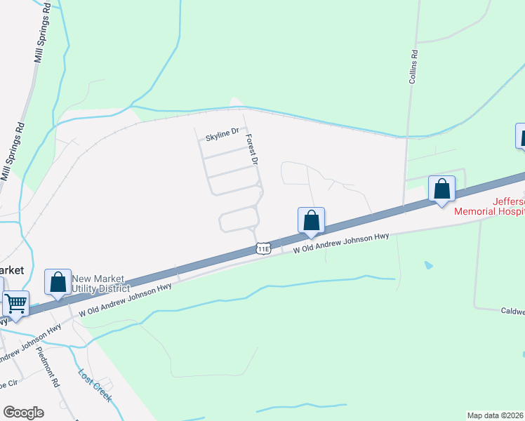 map of restaurants, bars, coffee shops, grocery stores, and more near 1024 Forest Drive in New Market