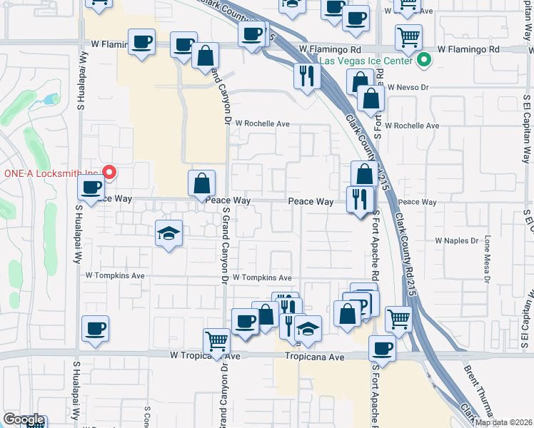 map of restaurants, bars, coffee shops, grocery stores, and more near 4547 Sparwood Drive in Las Vegas