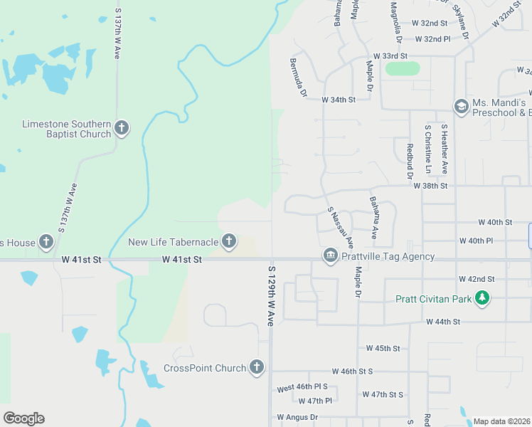 map of restaurants, bars, coffee shops, grocery stores, and more near 3820 Bermuda Drive in Sand Springs