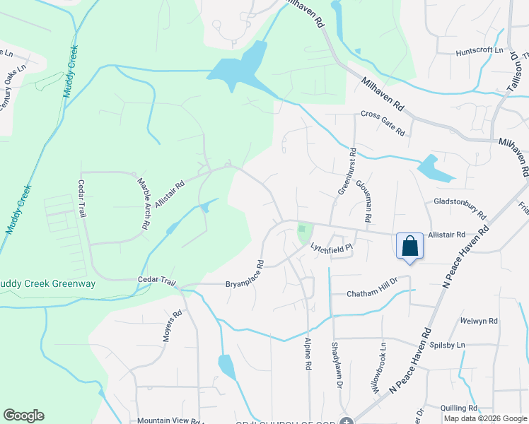 map of restaurants, bars, coffee shops, grocery stores, and more near 988 Bryanplace Road in Winston-Salem