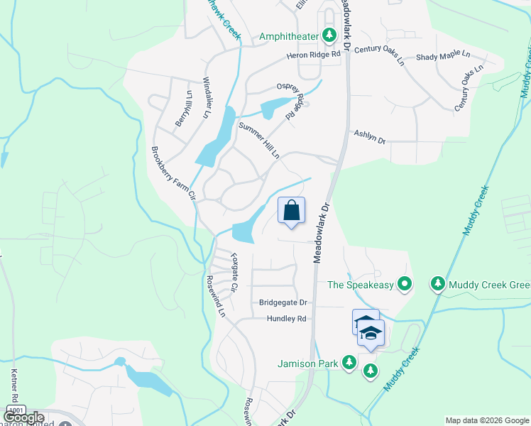 map of restaurants, bars, coffee shops, grocery stores, and more near 5325 Summer Hill Lane in Winston-Salem