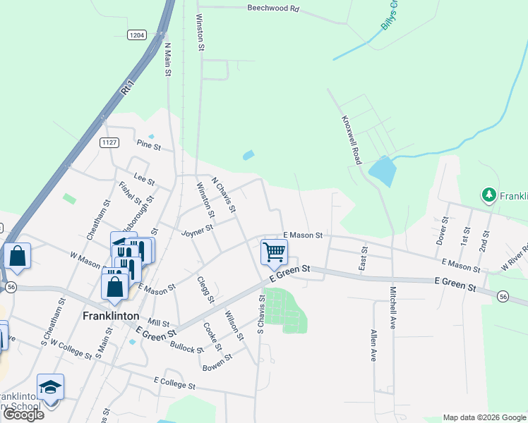 map of restaurants, bars, coffee shops, grocery stores, and more near 7 Collins Street in Franklinton