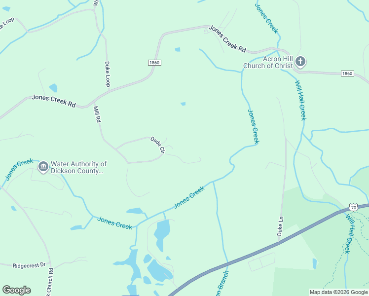 map of restaurants, bars, coffee shops, grocery stores, and more near 2061 Dade Circle in Dickson