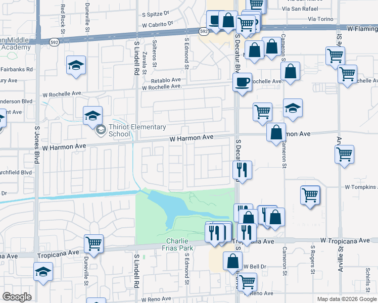 map of restaurants, bars, coffee shops, grocery stores, and more near 4552 Royal Ridge Avenue in Las Vegas