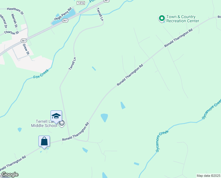 map of restaurants, bars, coffee shops, grocery stores, and more near Ronald Tharrington Road in Louisburg