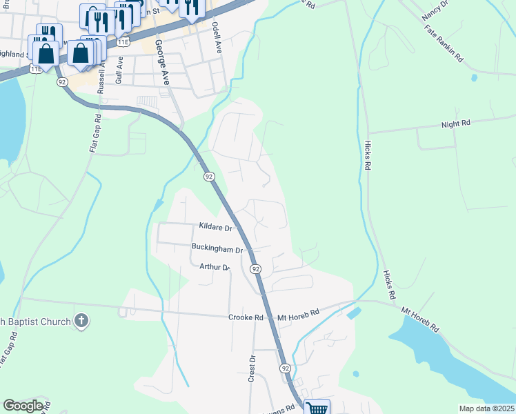 map of restaurants, bars, coffee shops, grocery stores, and more near 1105 Lockhart Road in Jefferson City