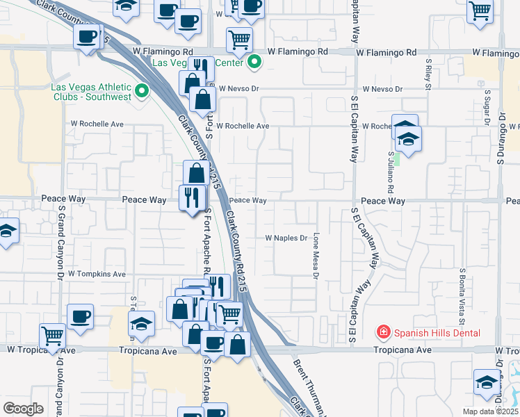 map of restaurants, bars, coffee shops, grocery stores, and more near 4518 Flaming Ridge Trail in Las Vegas