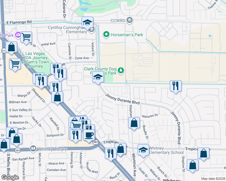 map of restaurants, bars, coffee shops, grocery stores, and more near 4533 Sunday River Street in Las Vegas