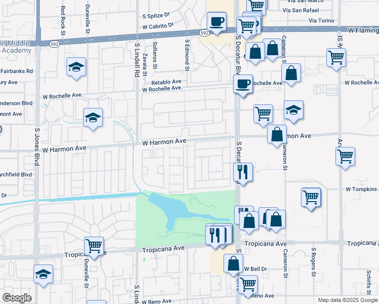 map of restaurants, bars, coffee shops, grocery stores, and more near 4578 Royal Ridge Avenue in Las Vegas