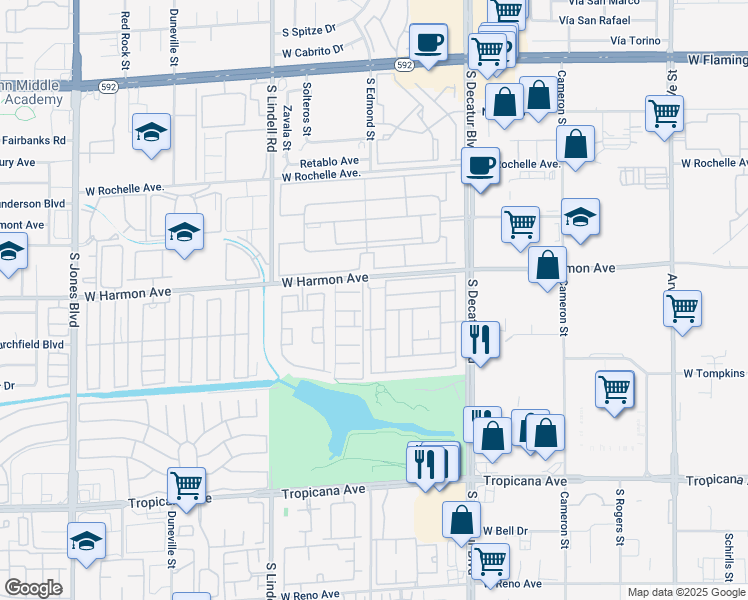 map of restaurants, bars, coffee shops, grocery stores, and more near 4578 Royal Ridge Avenue in Las Vegas