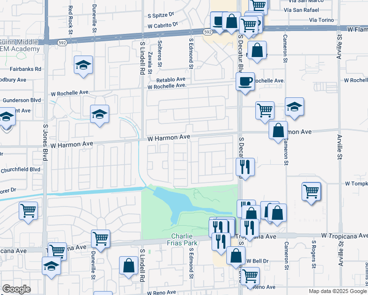 map of restaurants, bars, coffee shops, grocery stores, and more near 5261 Osman Court in Las Vegas