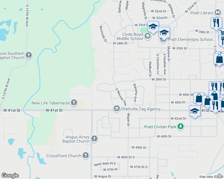 map of restaurants, bars, coffee shops, grocery stores, and more near 705 West 39th Street South in Sand Springs
