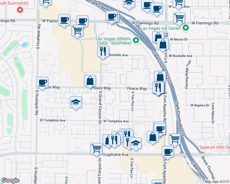 map of restaurants, bars, coffee shops, grocery stores, and more near 4550 South Grand Canyon Drive in Las Vegas