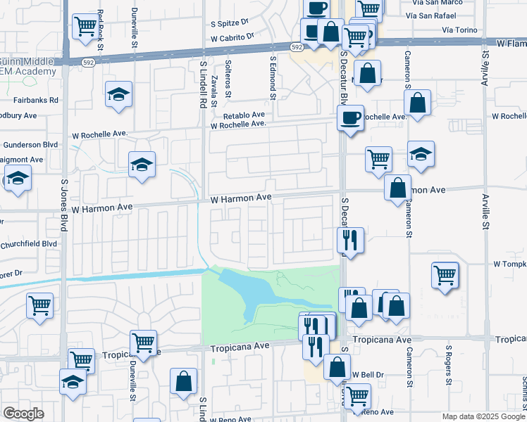 map of restaurants, bars, coffee shops, grocery stores, and more near 5241 Janfred Court in Las Vegas