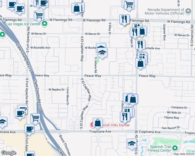 map of restaurants, bars, coffee shops, grocery stores, and more near 8880 Flat Sands Court in Las Vegas
