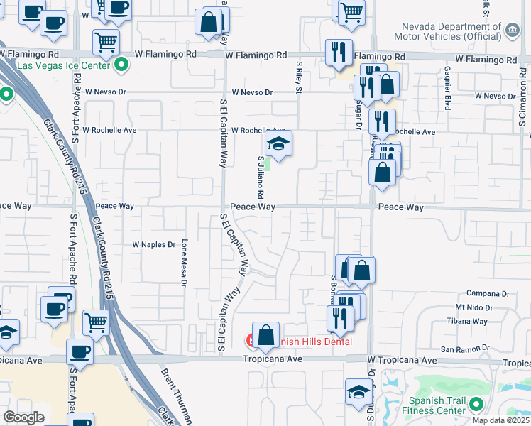 map of restaurants, bars, coffee shops, grocery stores, and more near 8880 Flat Sands Court in Las Vegas