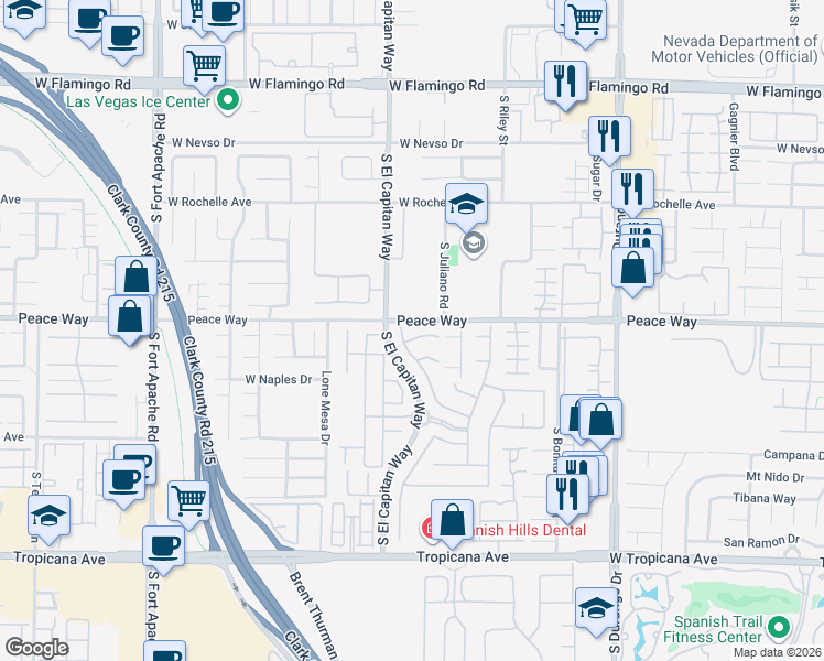 map of restaurants, bars, coffee shops, grocery stores, and more near 8960 Lansberry Court in Las Vegas