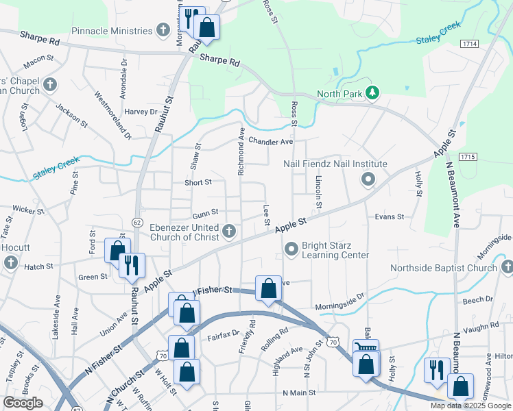 map of restaurants, bars, coffee shops, grocery stores, and more near 815 Williams Street in Burlington