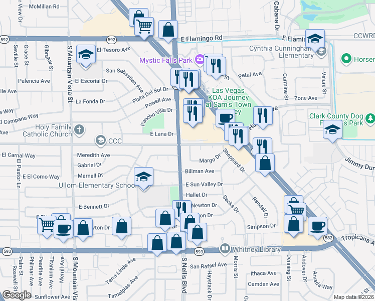 map of restaurants, bars, coffee shops, grocery stores, and more near 4555 Pacyna Street in Las Vegas
