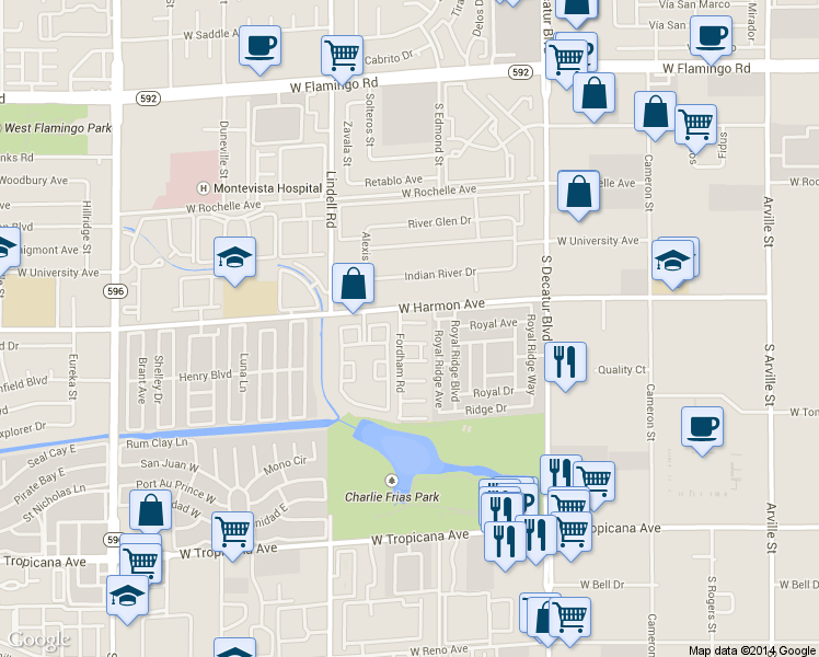 map of restaurants, bars, coffee shops, grocery stores, and more near 5261 Osman Court in Las Vegas