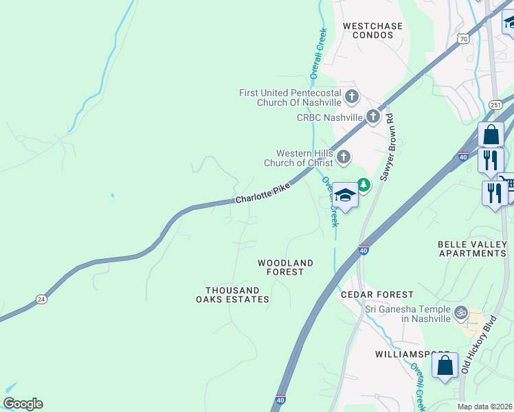 map of restaurants, bars, coffee shops, grocery stores, and more near 378 Forrest Valley Drive in Nashville