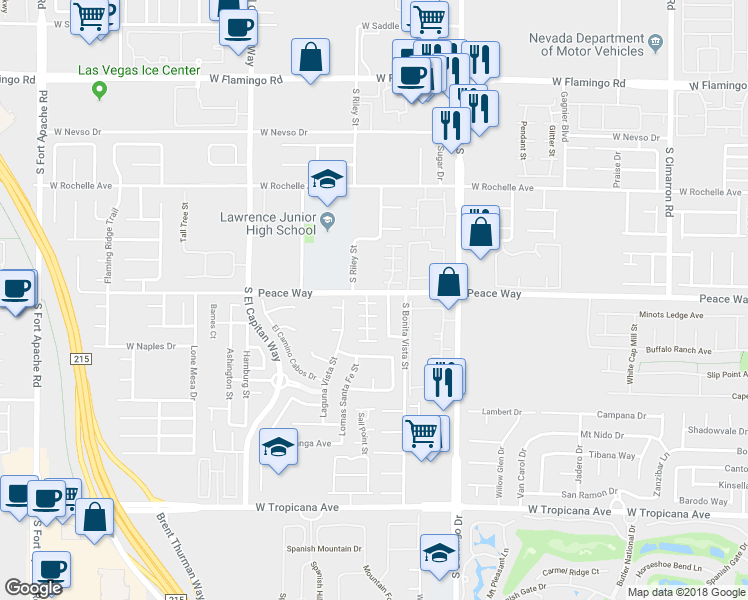 map of restaurants, bars, coffee shops, grocery stores, and more near 8756 Villa Faith Avenue in Las Vegas