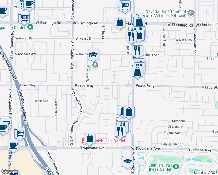 map of restaurants, bars, coffee shops, grocery stores, and more near 8756 Villa Faith Avenue in Las Vegas