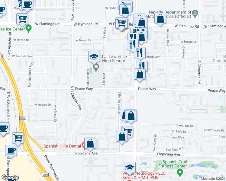 map of restaurants, bars, coffee shops, grocery stores, and more near 4501 Heavenly Love Way in Las Vegas