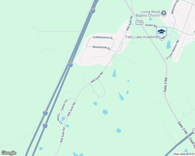 map of restaurants, bars, coffee shops, grocery stores, and more near 1753 Will Suitt Road in Creedmoor